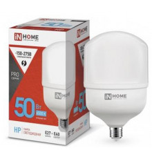 Лампа светодиодная LED-HP-PRO 50Вт 230В Е27 с адаптером Е40 6500К4750 Лм//IN HOME