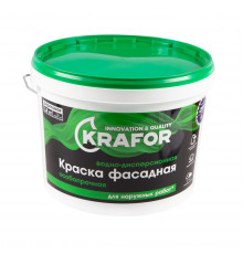 Краска фасадная особопрочная водно-дисперсионная акриловая 3кг KRAFOR