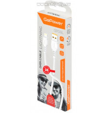 Кабель GP01L USB(m) Lightning 1m 2.4A ПВХ белый//GoPower