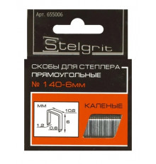 Скобы для меб. степлера каленые 6х1,2мм 1000шт/уп Stelgrit