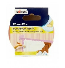 Клейкая лента малярная для деликатных поверхностей 25ммх25м//UNIBOB