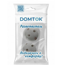 Разветвитель 2гн.плоский c/з 250в 35000Вт белый//Domtok
