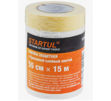 Пленка укрывная с малярной пентой 55cм*15м,прозрачная//Startul