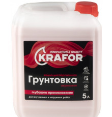 Грунтовка ВД (красн.эт.) для наруж.внут.работ акрил.глубок проник.5л KRAFOR KRA585