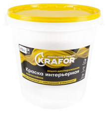 Краска ВД интерьерная влагостойкая супербелая латексная 3кг KRAFOR