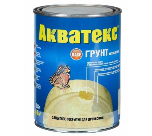 Грунт-антисептик бесцветный 0,8л Акватекс