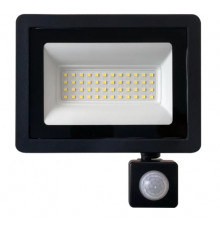 Прожектор с встроенным датчиком 2835SMD 50W 6400K AC220V/50Hz IP65, черный в компакт корпусе//Saffit