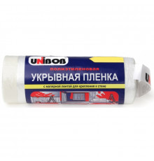 Пленка укрывная с малярной пентой 1.4*33м, 10мкм, прозрачная//Unibob