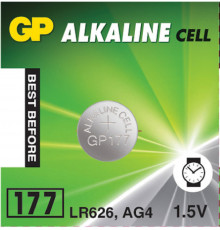 Батарейка GP Alkaline 177 (G4, LR626), АЛКАЛИН, 1 штука, в блистере, 1,5В