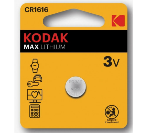 Батарейка CR1616/1BL MAX(1 штука)//KODAK